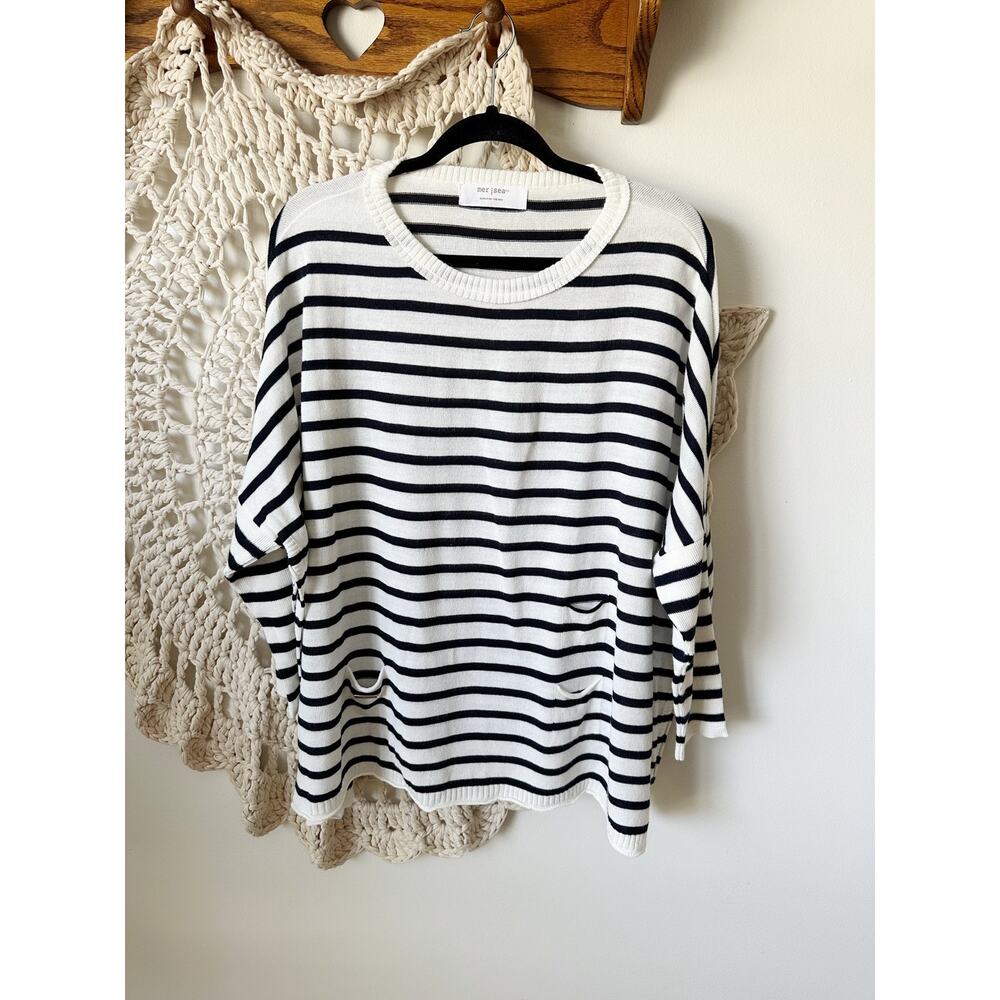 MER-SEA Catalina Crewneck Travel Sweater One Size Striped